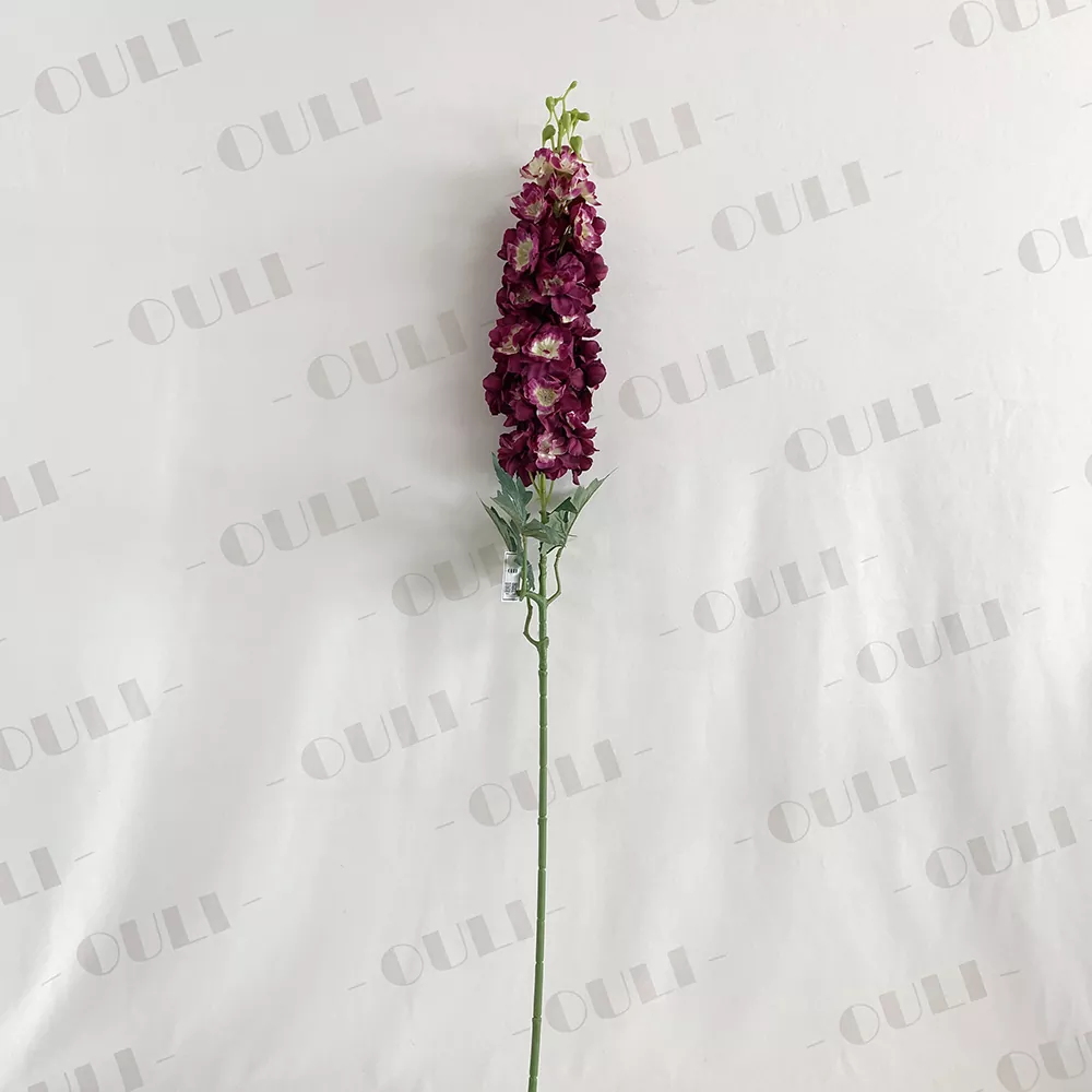 Tall artificial delphinium flowers for hotel lobby floral decor