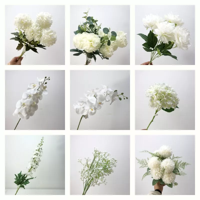 High-quality white artificial peony flowers in vase
